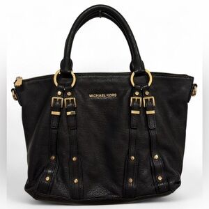 Michael Kors Leigh Black Leather Satchel‎ Purse